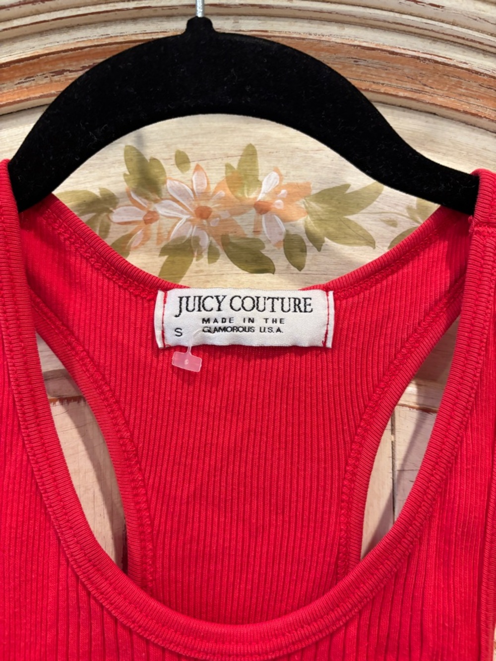 Juicy Couture red ribbed tank top Y2K vintage size small - Picture 2 of 4